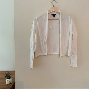 Banana Republic Silk Cotton Blend Ivory Crop Open Cardigan